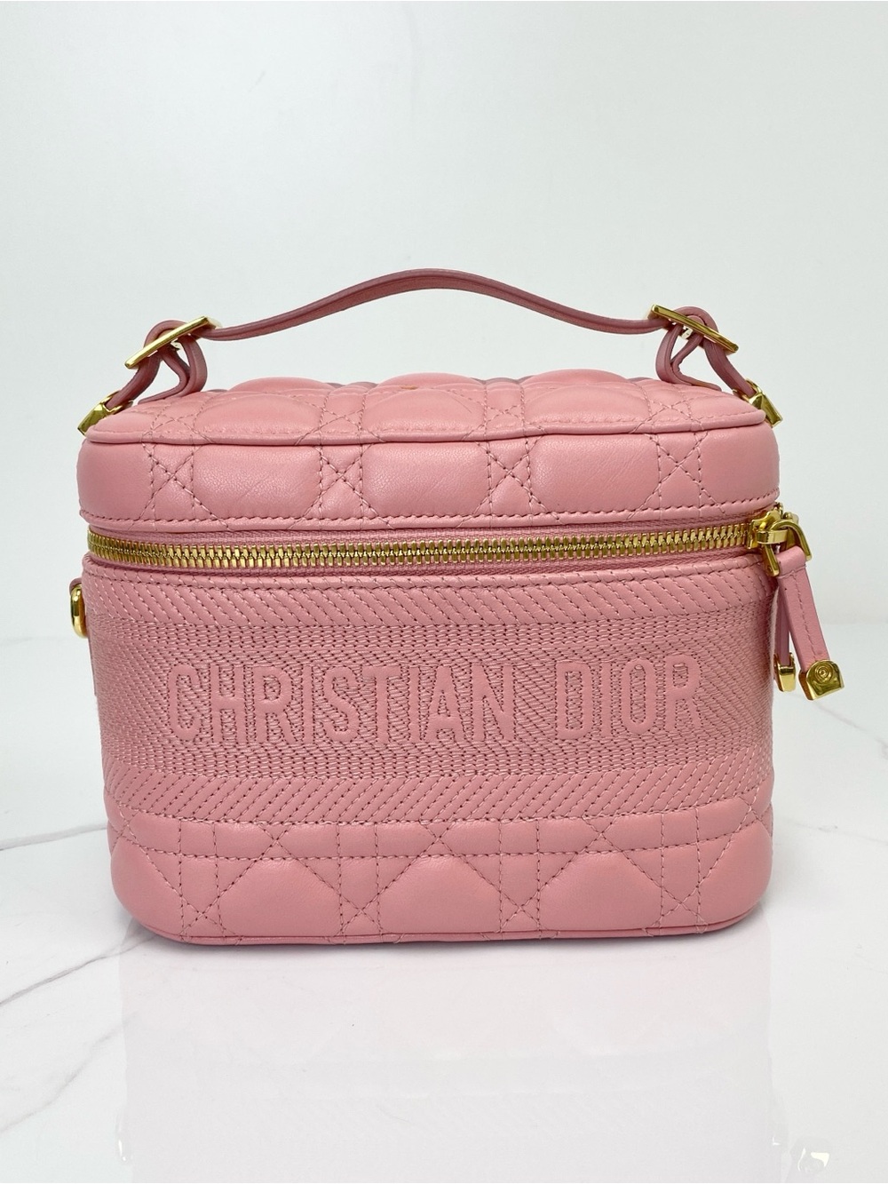 Christian Dior Cannage Small Diortravel Vanity Case with Handle